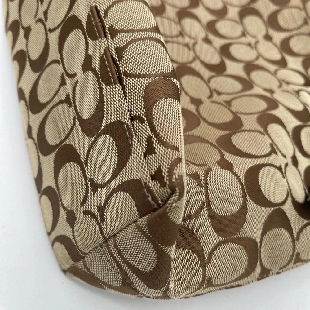 Coach Signature Brown and Teal Tote - Picture 7 of 17